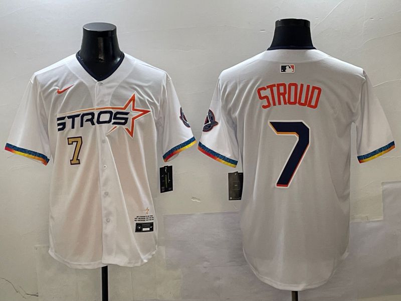Men Houston Astros #7 Stroud White Fourth generation Joint Name Nike 2025 MLB Jersey style 7